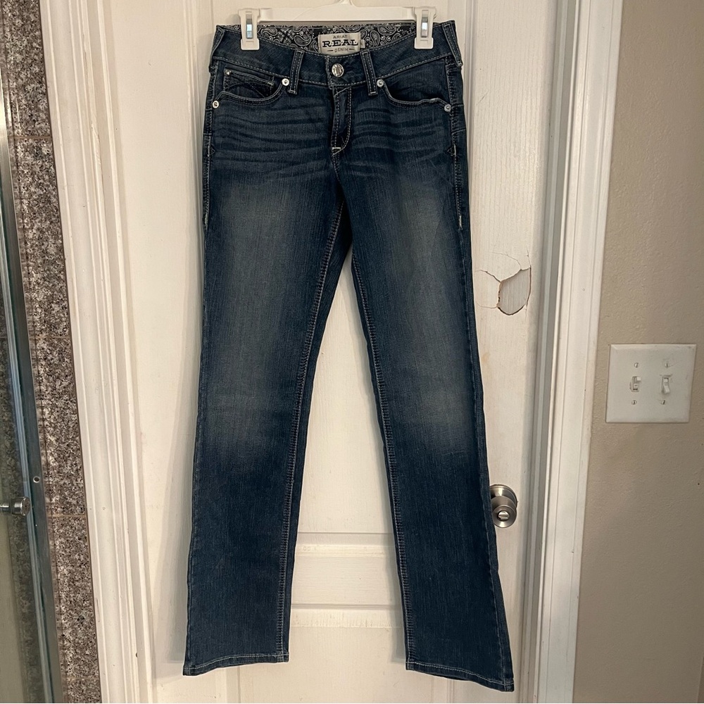 Ariat Women's Blue Mid Rise Straight Leg Jeans